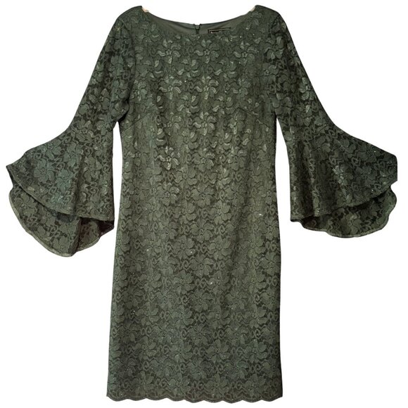Jessica Howard Emerald Green Sequined Lace Cocktail Dress – Size 12 - Picture 1 of 2